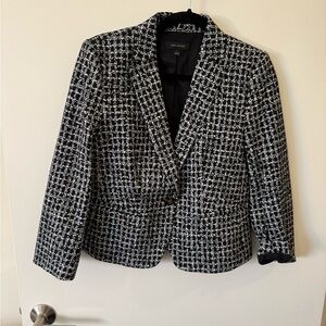 Ann Taylor Black and White Textured Blazer